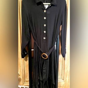 Favlux Black Button Up Belt Dress. NEW WITH TAGS. Size S.